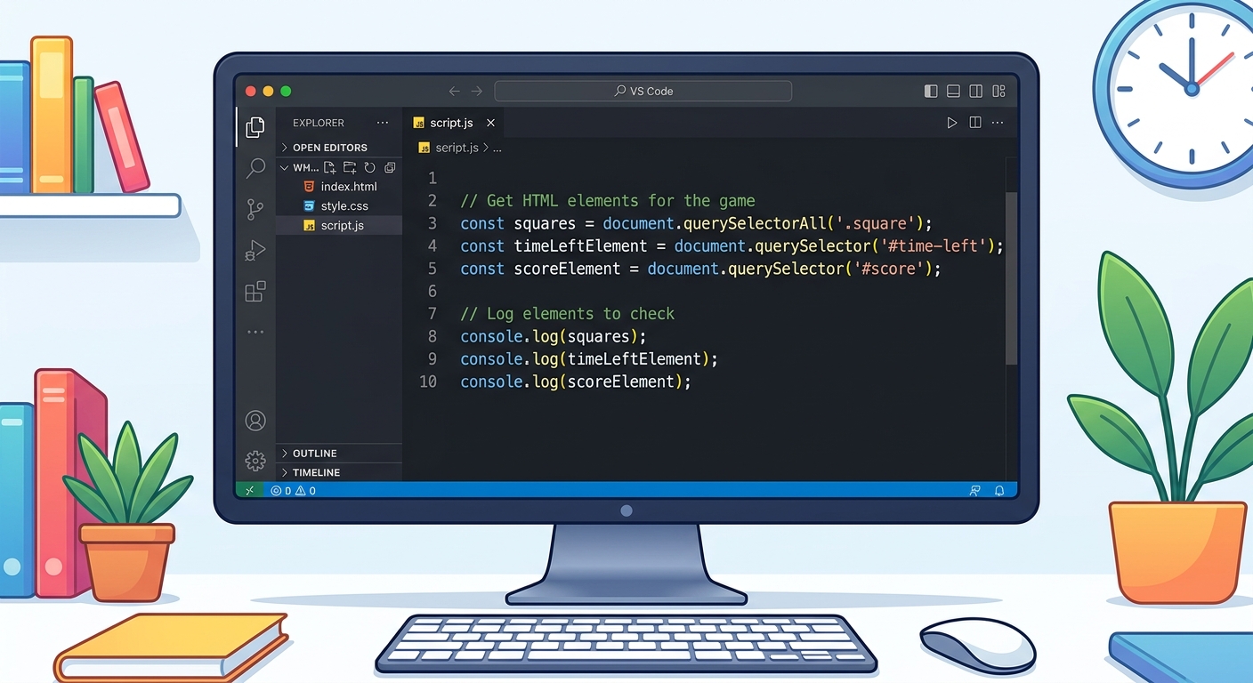 A close-up of a code editor showing JavaScript <code style=
