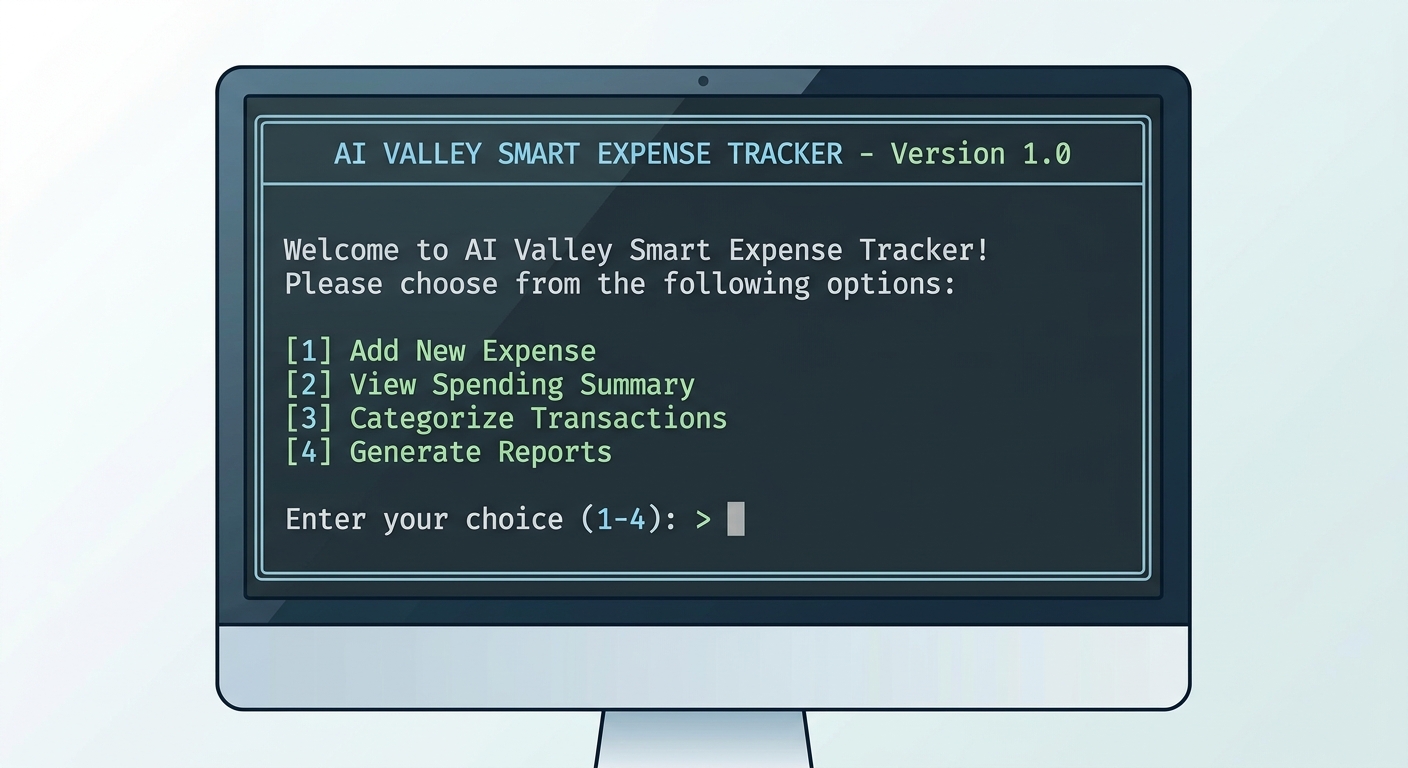 A screenshot of the final terminal interface showing the 1-4 menu options waiting for the user's input.